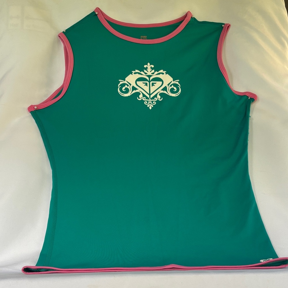 ROXY WHOLE HEARTED UVtech WOMEN’ TEAL WITH PINK TRIMMING SLEEVELESS TOP SIZE 10